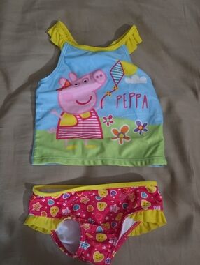Peppa Pig Swimwear Top with Yellow Trim - White & Yellow